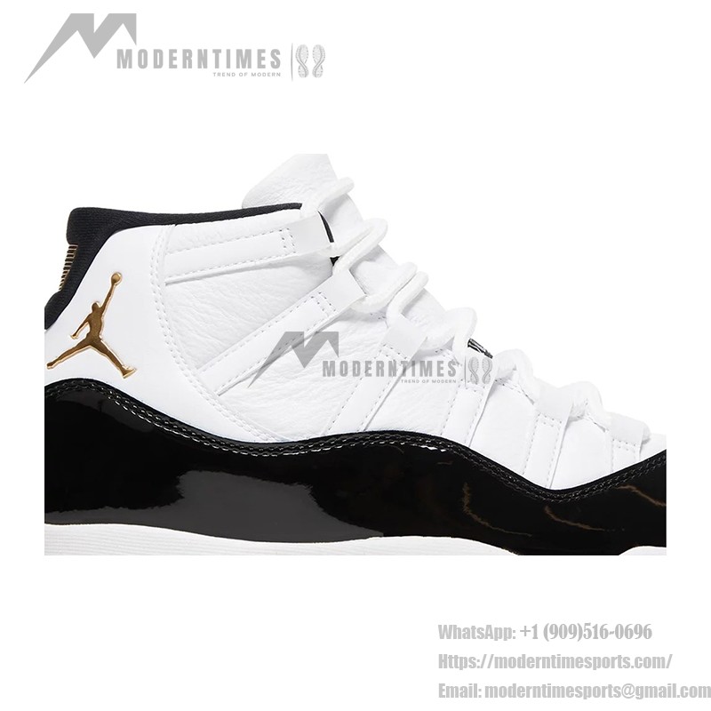 Air Jordan 11 Retro 'DMP' CT8012-170 ホワイトとブラックのスニーカー ゴールドジャンプマンロゴとミルキーアウトソール付き