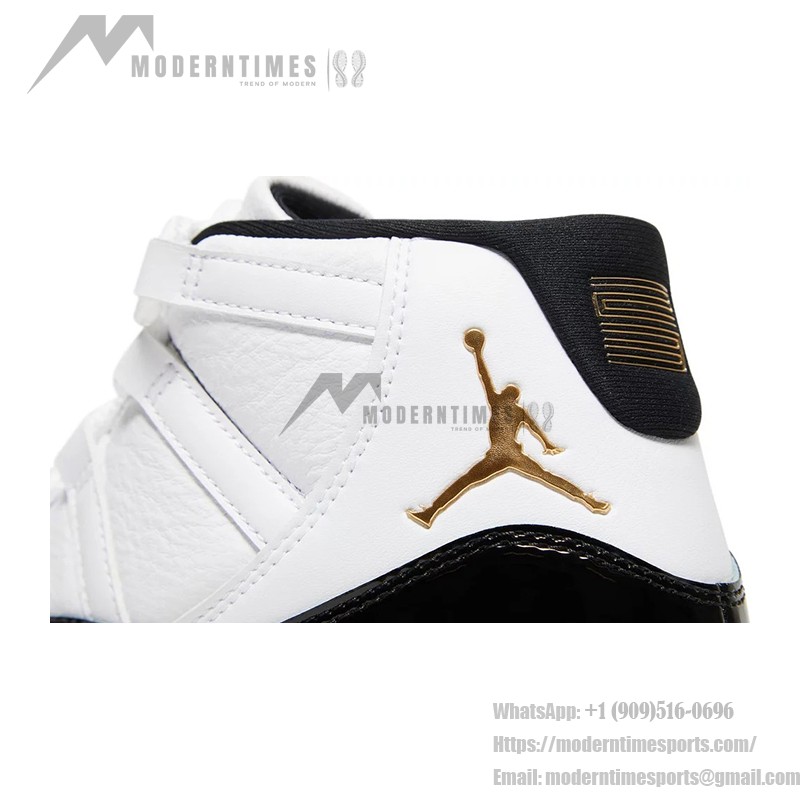 Air Jordan 11 Retro 'DMP' CT8012-170 ホワイトとブラックのスニーカー ゴールドジャンプマンロゴとミルキーアウトソール付き