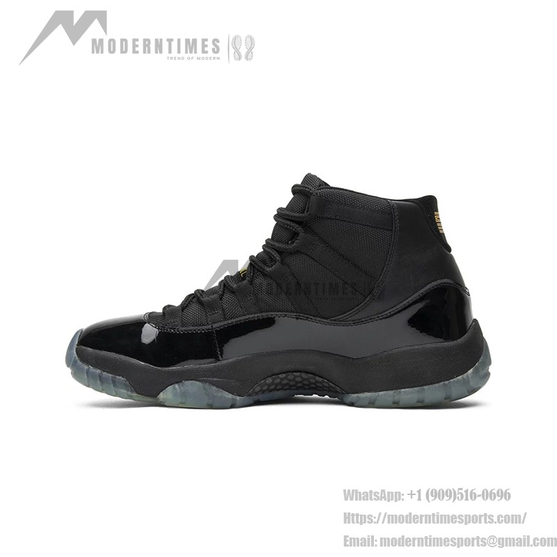 Air Jordan 11 Retro 'ガンマブルー' 378037-006 ブラックスニーカー ガンマブルーとイエローのアクセント付き