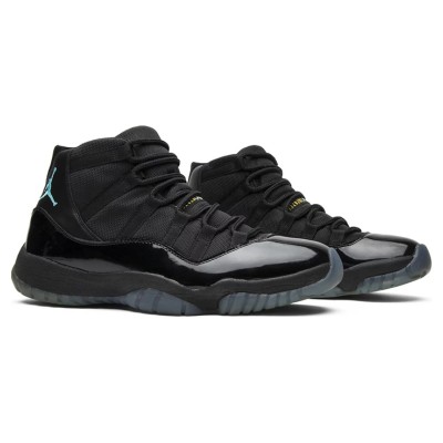Air Jordan 11 Retro 'Gamma Blue' 378037-006 - Black Sneakers with Gamma Blue and Yellow Accents