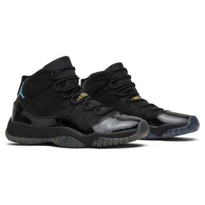 Air Jordan 11 ‘Gamma Blue’ 378038-006 - Black Patent Leather Sneakers with Gamma Blue & Yellow Accents