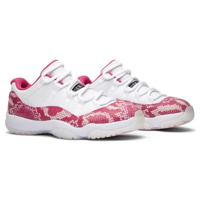 Air Jordan 11 Low 'Pink Snakeskin' AH7860-106 - Stylish White & Pink Sneaker with Snakeskin Texture and Icy Outsole