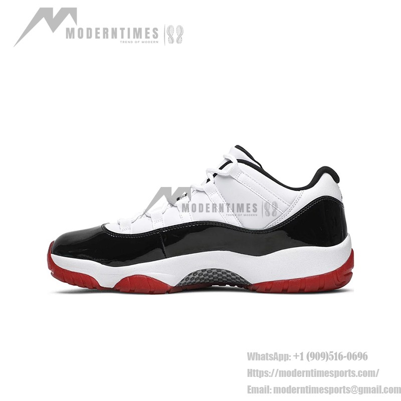 Air Jordan 11 Low "Bred" AV2187-160 - ブラック、ホワイト＆レッドのパテントレザー仕上げスニーカー