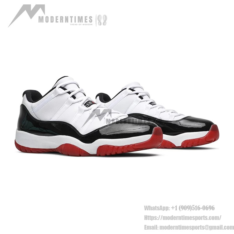 Air Jordan 11 Low "Bred" AV2187-160 - ブラック、ホワイト＆レッドのパテントレザー仕上げスニーカー