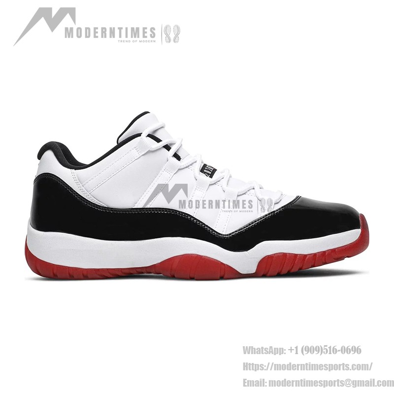 Air Jordan 11 Low "Bred" AV2187-160 - ブラック、ホワイト＆レッドのパテントレザー仕上げスニーカー