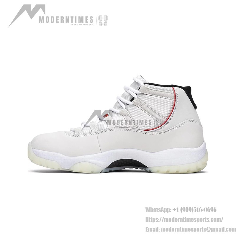  Air Jordan 11 Retro 378037-016 クラシックホワイトとレッドアクセント、ミルキーソールスニーカー
