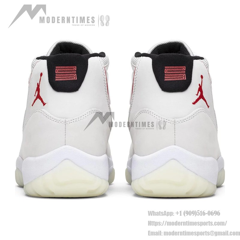  Air Jordan 11 Retro 378037-016 クラシックホワイトとレッドアクセント、ミルキーソールスニーカー