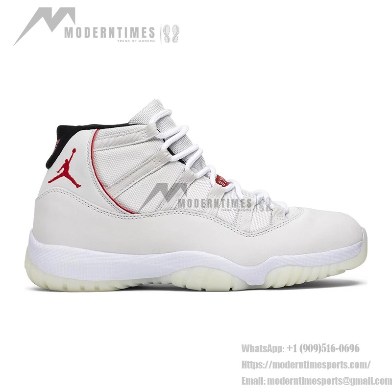  Air Jordan 11 Retro 378037-016 クラシックホワイトとレッドアクセント、ミルキーソールスニーカー