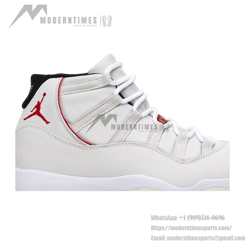  Air Jordan 11 Retro 378037-016 クラシックホワイトとレッドアクセント、ミルキーソールスニーカー