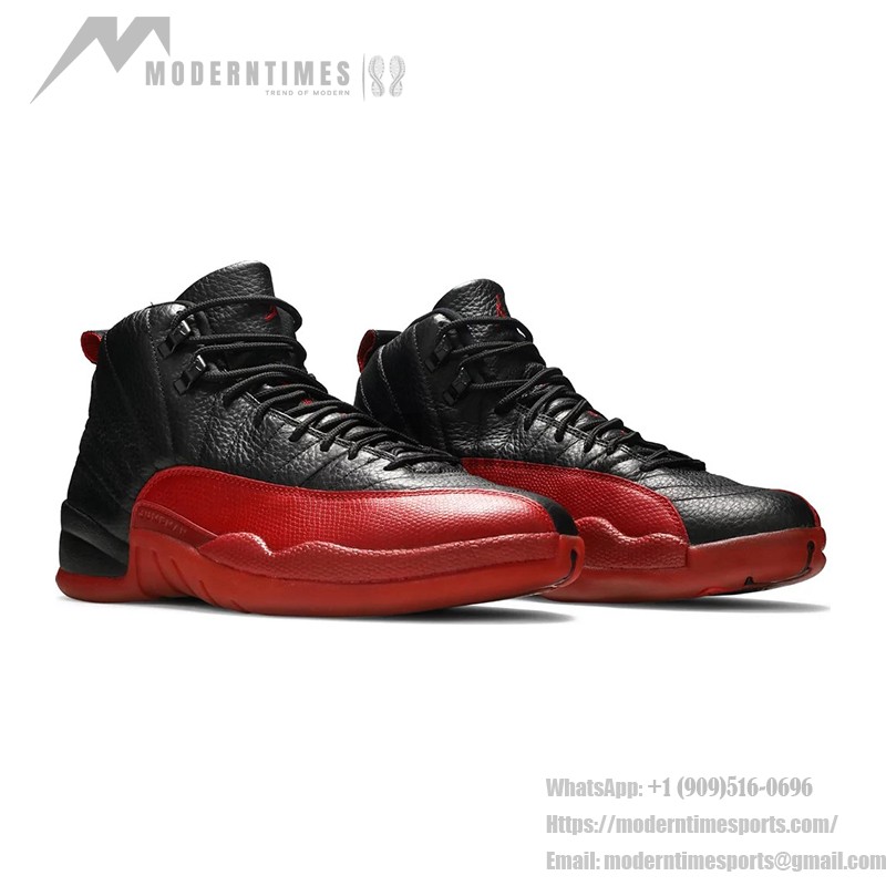 Air Jordan 12 レトロ "フルゲーム" 136001-063 - プレミアムレザーの象徴的な黒と赤のスニーカー