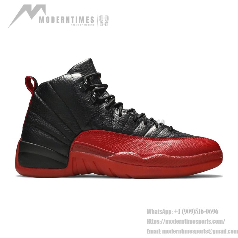 Air Jordan 12 レトロ "フルゲーム" 136001-063 - プレミアムレザーの象徴的な黒と赤のスニーカー