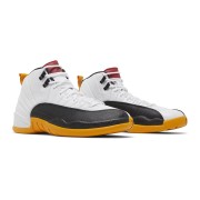 Air Jordan 12 Retro DR8887-100 - Bold White, Black & Yellow Sneakers with Premium Leather Finish