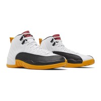 Air Jordan 12 Retro DR8887-100 - Bold White, Black & Yellow Sneakers with Premium Leather Finish