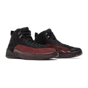 Air Jordan 12 Retro "Black/Burgundy" DV6989-001 - Classic Black Sneakers with Premium Burgundy Suede Accents