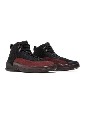 Air Jordan 12 Retro "Black/Burgundy" DV6989-001 - Classic Black Sneakers with Premium Burgundy Suede Accents