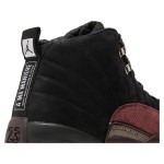 Air Jordan 12 Retro "Black/Burgundy" DV6989-001 - Black Sneakers with Burgundy Suede Accents