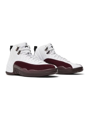 Air Jordan 12 Retro "White/Burgundy" DV6989-100 - Elegant White Sneakers with Premium Burgundy Suede Accents