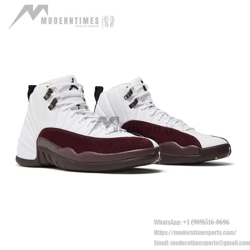 Air Jordan 12 Retro "ホワイト/バーガンディ" DV6989-100 - エレガントなホワイトスニーカーとバーガンディスエードアクセント