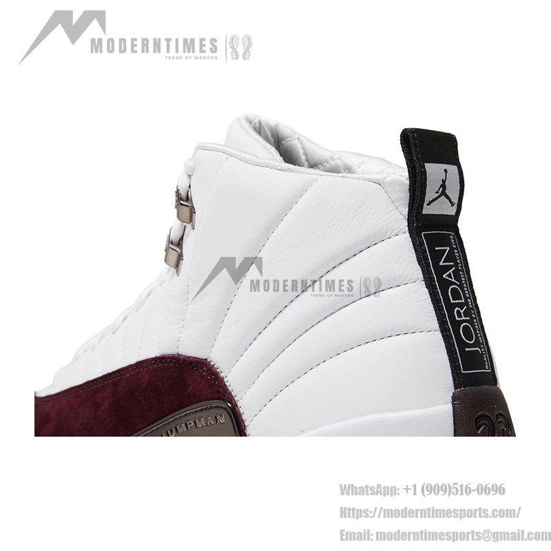 Air Jordan 12 Retro "ホワイト/バーガンディ" DV6989-100 - エレガントなホワイトスニーカーとバーガンディスエードアクセント
