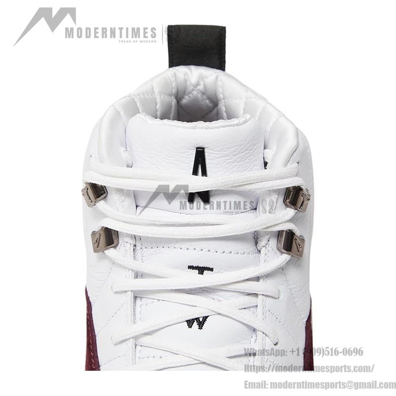 Air Jordan 12 Retro "ホワイト/バーガンディ" DV6989-100 - エレガントなホワイトスニーカーとバーガンディスエードアクセント