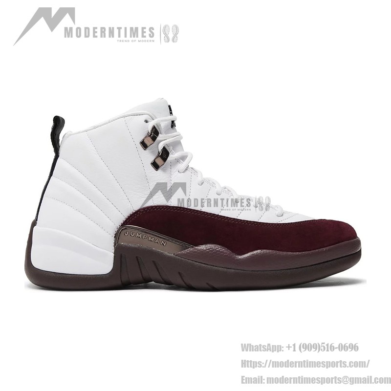 Air Jordan 12 Retro "ホワイト/バーガンディ" DV6989-100 - エレガントなホワイトスニーカーとバーガンディスエードアクセント