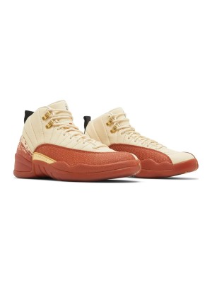 Air Jordan 12 Retro "Cream/Terra Red" DV1758-108 - Elegant Cream Sneakers with Premium Red Suede and Gold Accents