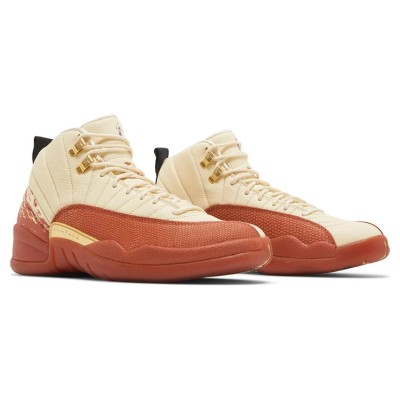Air Jordan 12 Retro "Cream/Terra Red" DV1758-108 - Elegant Cream Sneakers with Premium Red Suede and Gold Accents