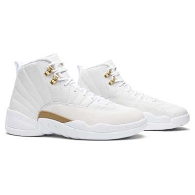 Air Jordan 12 Retro "Weiß/Gold" 873864-102 - Luxuriöse Weiße Sneaker mit Goldenen Akzenten und Premium-Leder