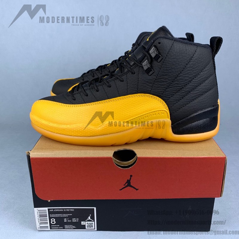 Air Jordan 12 Retro University Gold Black 130690-070 Men’s Leather Basketball Shoes