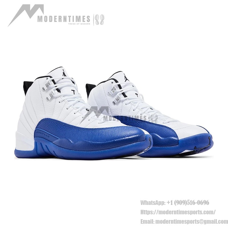 Air Jordan 12 Retro Game Royal CT8013-140 - ホワイトとブルーのプレミアムレザースニーカー