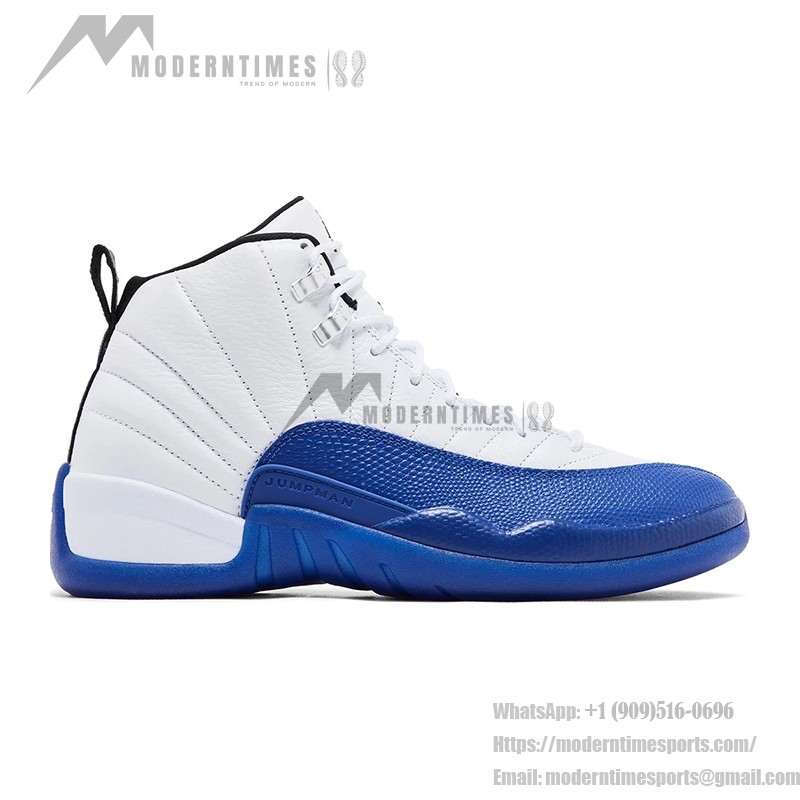 Air Jordan 12 Retro Game Royal CT8013-140 - ホワイトとブルーのプレミアムレザースニーカー