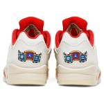 Air Jordan 5 Low DD2240-100 オフホワイトキャンバスと赤のアクセント、透明ソール付き