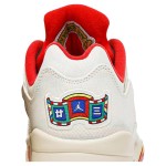 Air Jordan 5 Low DD2240-100 オフホワイトキャンバスと赤のアクセント、透明ソール付き