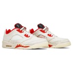 Air Jordan 5 Low DD2240-100 オフホワイトキャンバスと赤のアクセント、透明ソール付き