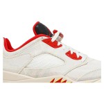 Air Jordan 5 Low DD2240-100 オフホワイトキャンバスと赤のアクセント、透明ソール付き