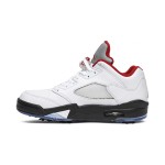 Air Jordan 5 Low Golf CU4523-100 白いレザーと赤のアクセント＆反射タン