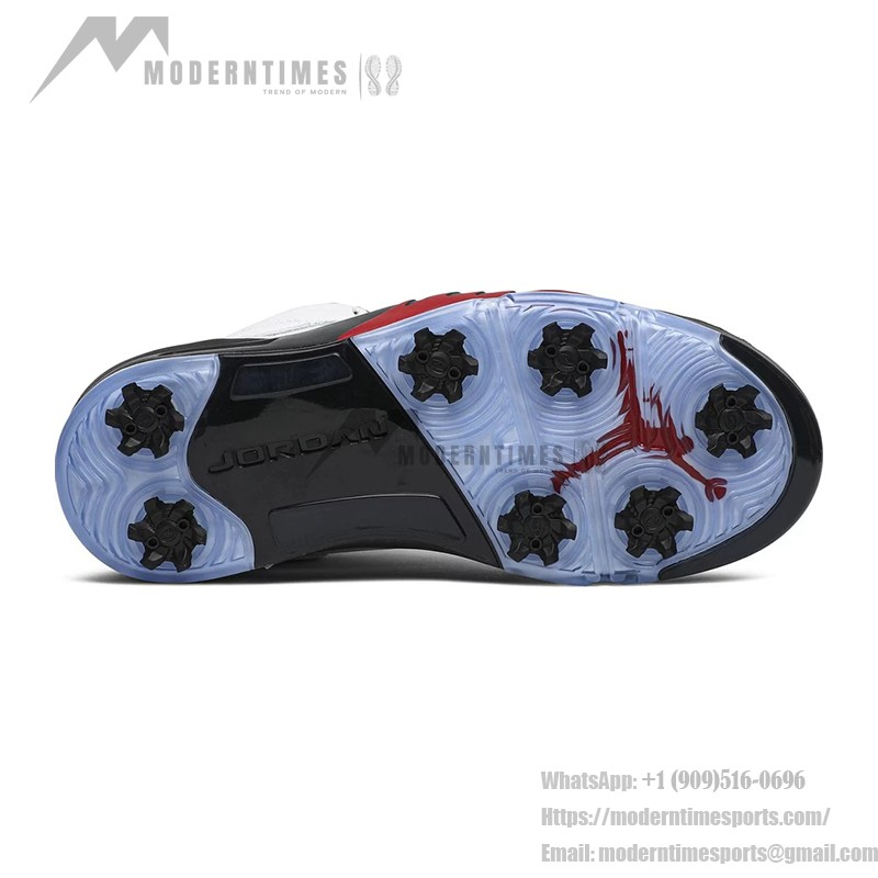 Air Jordan 5 Low Golf CU4523-100 白いレザーと赤のアクセント＆反射タン