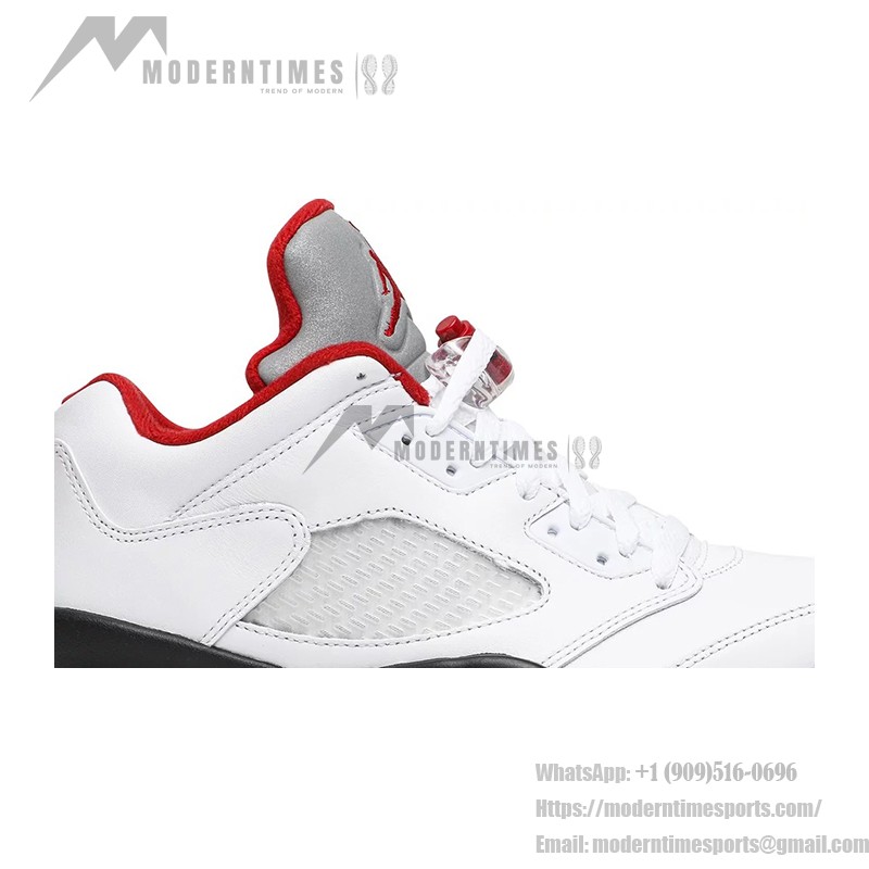 Air Jordan 5 Low Golf CU4523-100 白いレザーと赤のアクセント＆反射タン
