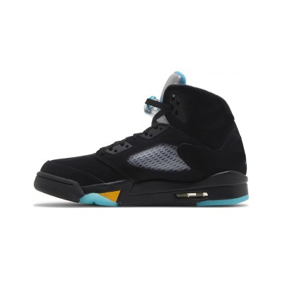 Air Jordan 5 Retro DD0587-047 - Black Sneakers with Blue & Yellow Accents and Reflective Tongue