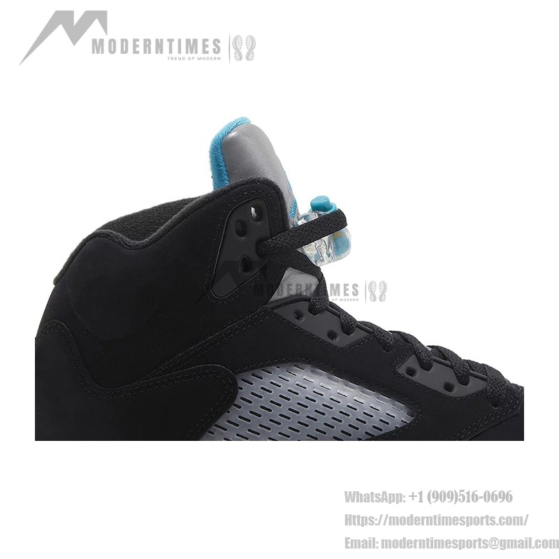 Air Jordan 5 Retro DD0587-047 Black Sneakers with Blue & Yellow Accents and Reflective Tongue