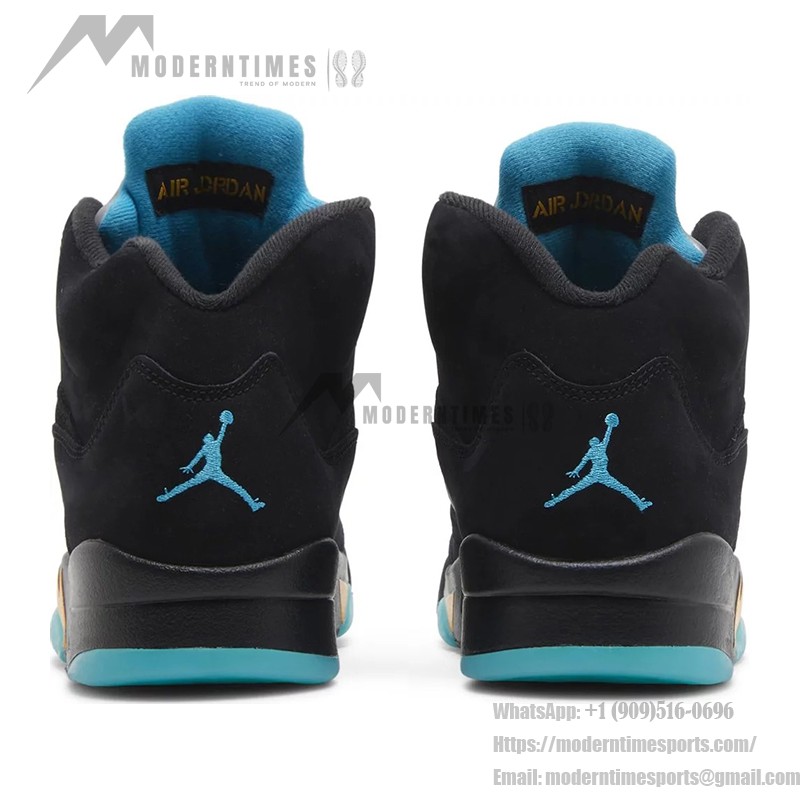 Air Jordan 5 Retro DD0587-047 Black Sneakers with Blue & Yellow Accents and Reflective Tongue