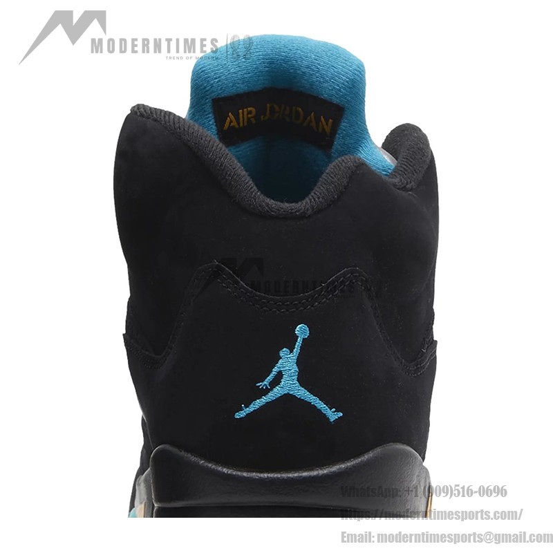 Air Jordan 5 Retro DD0587-047 Black Sneakers with Blue & Yellow Accents and Reflective Tongue