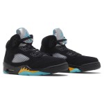 Air Jordan 5 Retro DD0587-047 Black Sneakers with Blue & Yellow Accents and Reflective Tongue