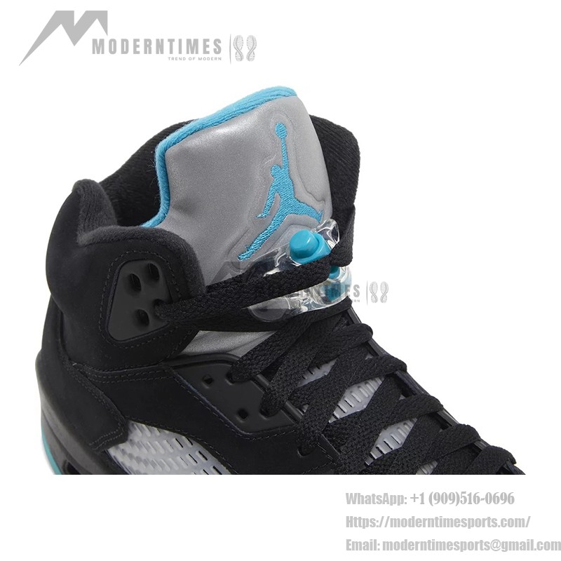 Air Jordan 5 Retro DD0587-047 Black Sneakers with Blue & Yellow Accents and Reflective Tongue