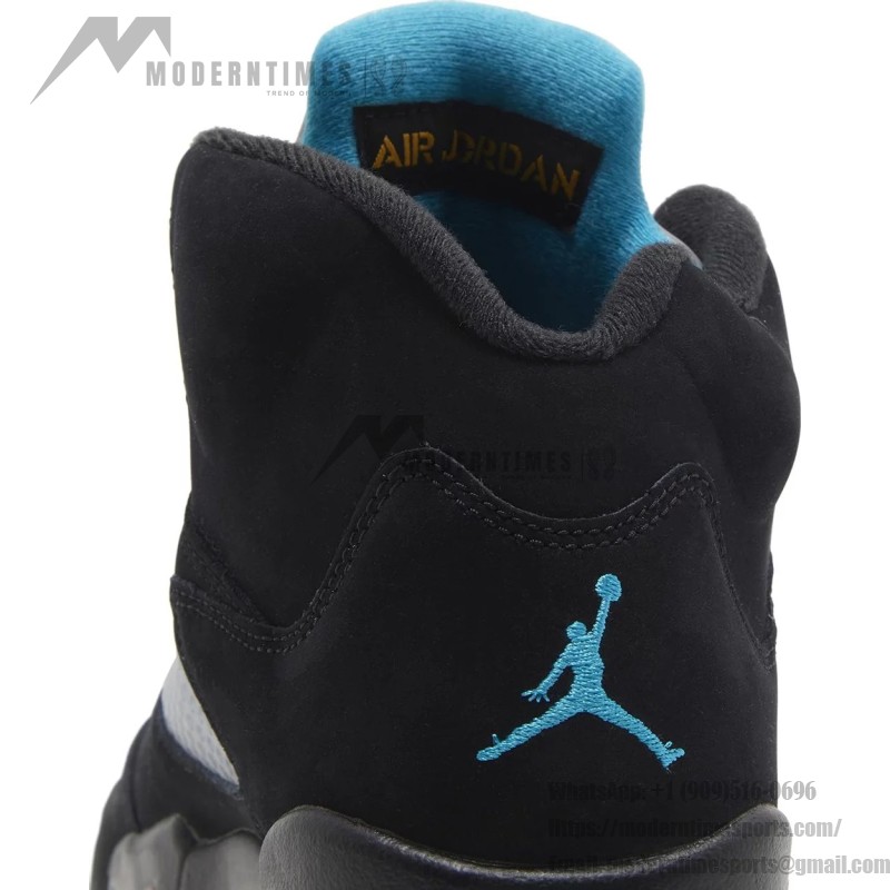 Air Jordan 5 Retro DD0587-047 Black Sneakers with Blue & Yellow Accents and Reflective Tongue