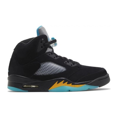 Air Jordan 5 Retro DD0587-047 - Black Sneakers with Blue & Yellow Accents and Reflective Tongue