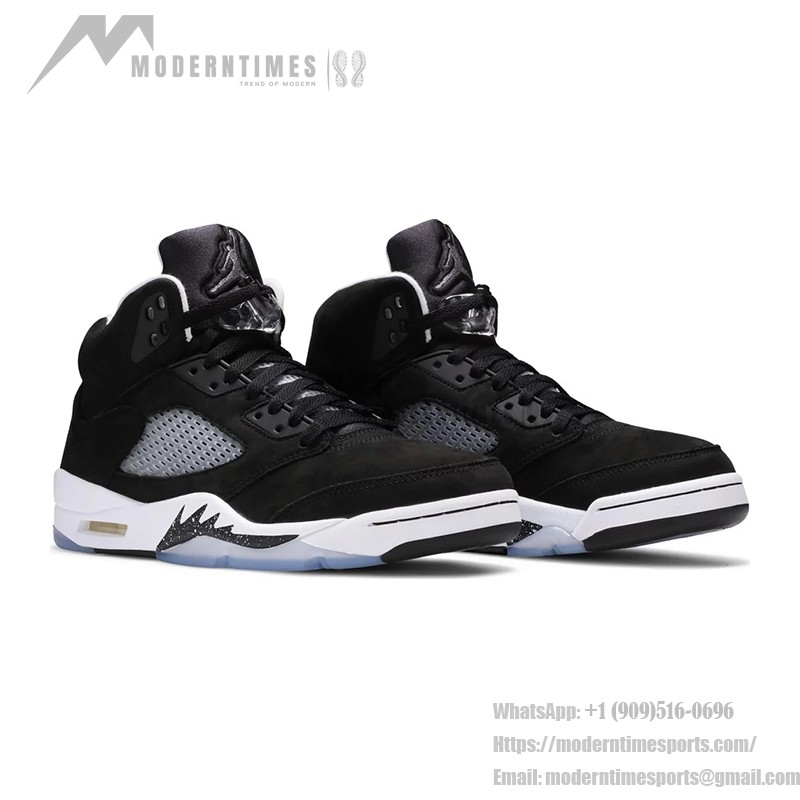 Air Jordan 5 Retro CT4838-011 ブラックスエードスニーカー、反射シュータンとホワイトミッドソール付き