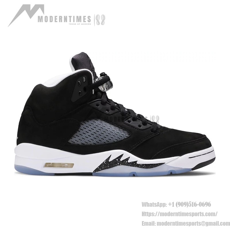 Air Jordan 5 Retro CT4838-011 ブラックスエードスニーカー、反射シュータンとホワイトミッドソール付き