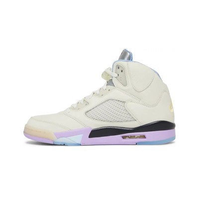 Air Jordan 5 Retro DV4982-175 - Cream Leather Sneakers with Pastel Accents & Reflective Tongue