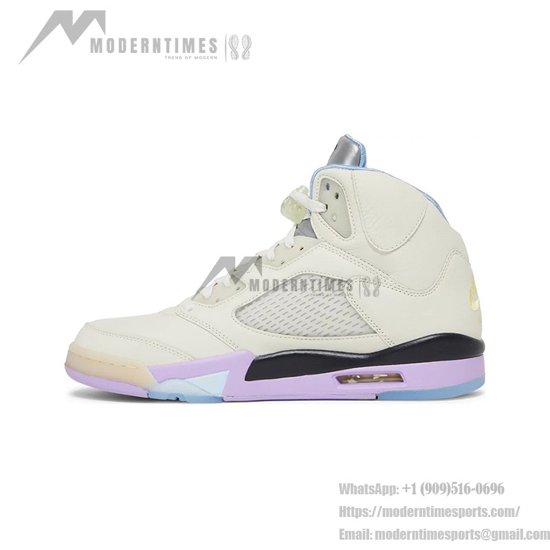 Air Jordan 5 Retro DV4982-175 クリームレザースニーカー パステルアクセントと反射するシュータン付き